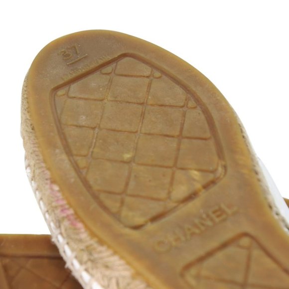 Chanel White Lambskin Patent Leather Espadrille Flats - Picture 13 of 15